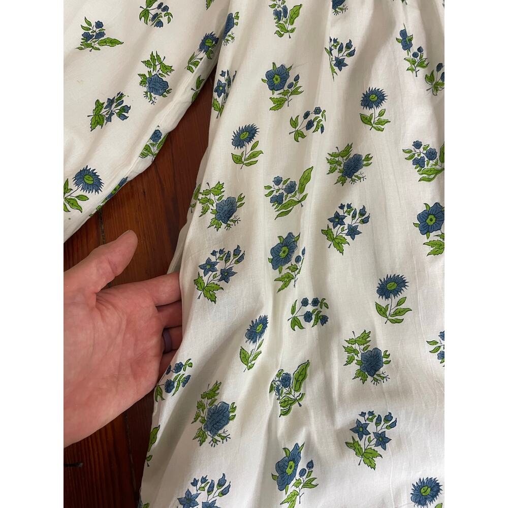 Victoria Dunn Blue Green Floral Kaftan Tunic Dress Medium Cotton - Picture 8 of 11